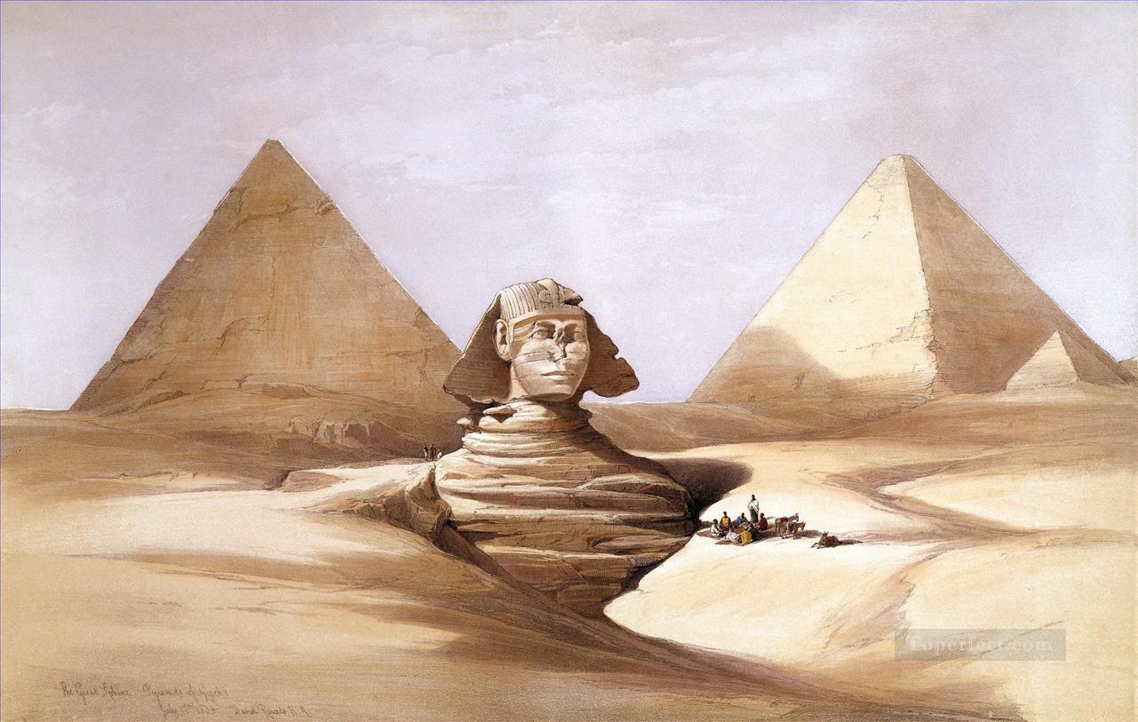 Las pirámides de la Gran Esfinge de Gizeh David Roberts Pintura al óleo